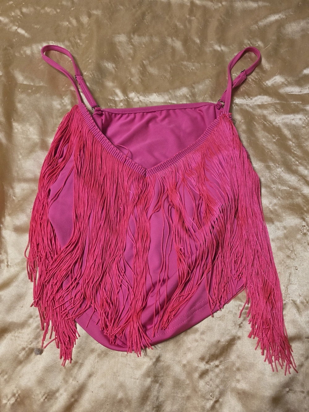SHEIN Bright Pink Fringe Cami Top